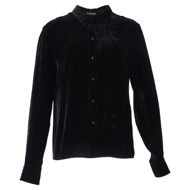 Tom Ford Velvet Long-Sleeve Shirt in Black Viscose