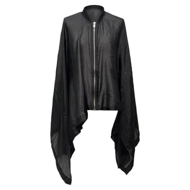 Rick Owens Zip Poncho in Black Silk