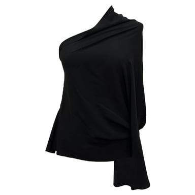 Rick Owens One-Shoulder Blouse in Black Acetate
