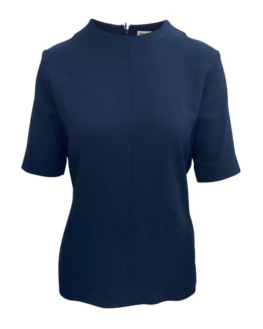 Balenciaga Rear Knot Blouse in Navy Blue Polyester