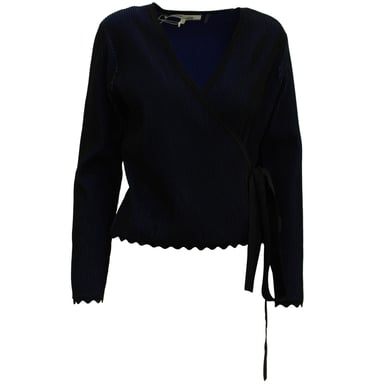 Diane Von Furstenberg Laura Wrap Top In Navy Blue Viscose