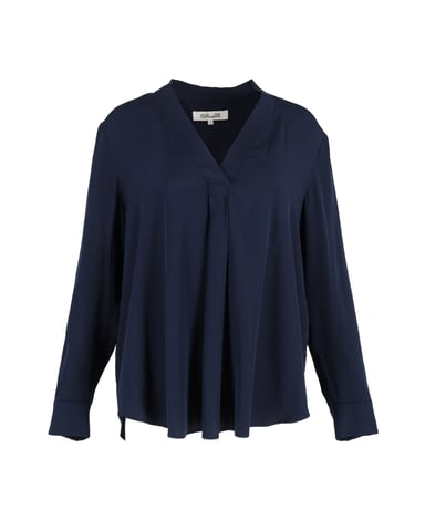 Diane Von Furstenberg Sanorah Pleated Blouse in Navy Blue Silk