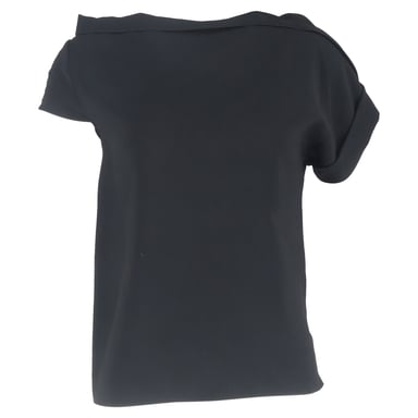 Roland Mouret Boat Neck Asymmetric Blouse in Black Polyester