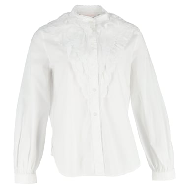 See by Chloé Broderie Anglaise Flounces Shirt in White Cotton