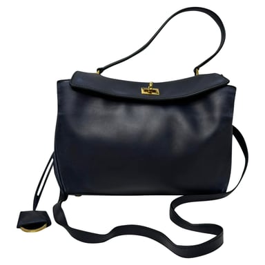Balenciaga Rodeo liten axelväska i marinblått läder