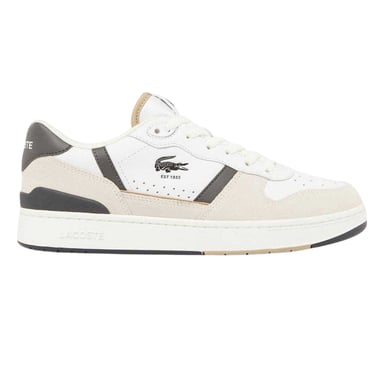 Lacoste Mens T-Clip Set Leather Flat Court Trainers (White/Dark Green)