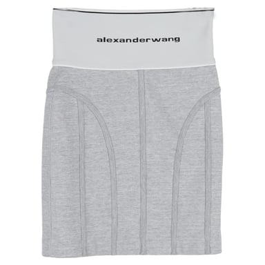 Alexander wang Logo Elastic Mini Skirt in Grey Cotton