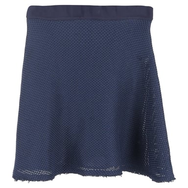 Sandro Mesh Accent Mini A-Line Skirt in Navy Blue Polyester