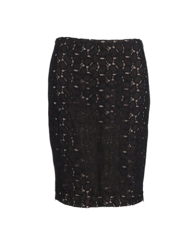 Diane Von Furstenberg Clover Lace Pencil Skirt in Black Polyester
