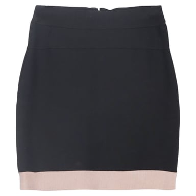 Herve Leger Color-Block Mini Pencil Skirt in Black and Beige Rayon
