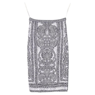 Herve Leger Printed Jacquard Mini Skirt in Black and White Rayon