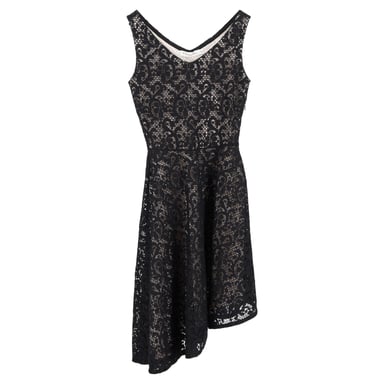 Christian Dior Asymmetric Lace Dress in Black Polyester