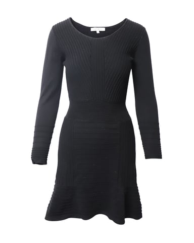 Sandro Paris Fluted Knit Dress in Black Cotton