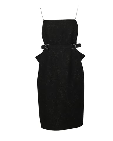 Bottega Veneta Belted Shift Dress in Black Viscose