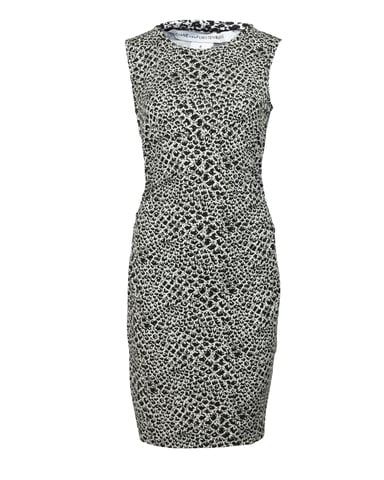Diane Von Furstenberg Snake Print Bodycon Dress in Black Viscose