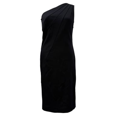 Diane von Furstenberg One Shoulder Knee Length Dress in Black Polyester