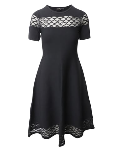 Maje Dress with Sheer Knit Design in Black Viscose