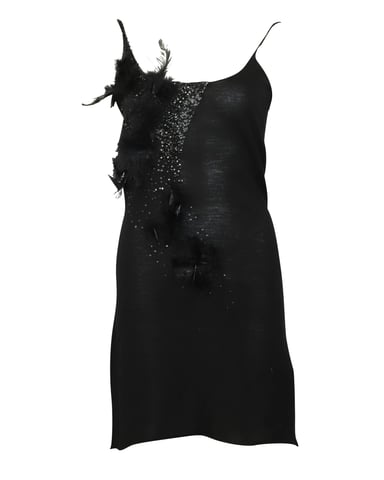 Joseph Embellished Knee-Length Dress in Black Wool