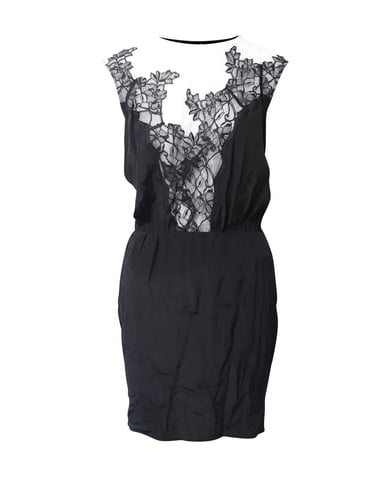 Sandro Paris Lace Dress in Black Silk