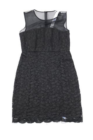 DVF Nisha dress in black lace with sleeveless illusion