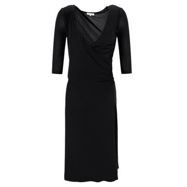 Etro Faux Wrap Ruched Dress in Black Viscose