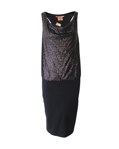 Tory Burch Racerback Dress in Black Sequin Polyester