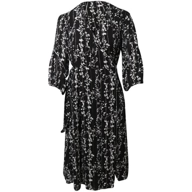 Ba&Sh Waist Tie Silver-trimmed Floral Dress in Black Viscose