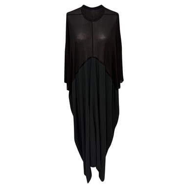 Rick Owens Crewneck Kite Maxi Dress in Black Cupro
