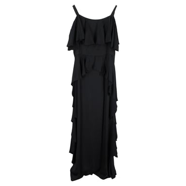 Temperley London Off-Shoulder Maxi Ruffled Dress in Black Acetate