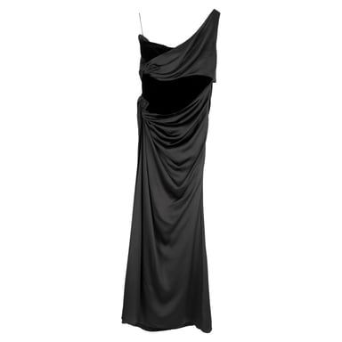 Valentino Garavani One-Shoulder Cutout Maxi Dress in Black Silk