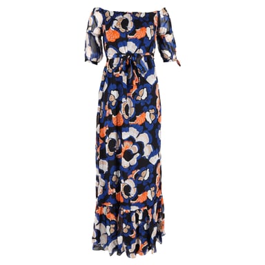 Diane Von Furstenberg Ashley Off Shoulder Belted Dress in Multicolor Viscose