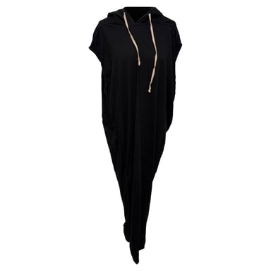 Rick Owens Edfu maxiklänning med huva i svart bomull