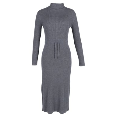 A.P.C. Alma Roll-Neck Knitted Dress in Grey Merino Wool