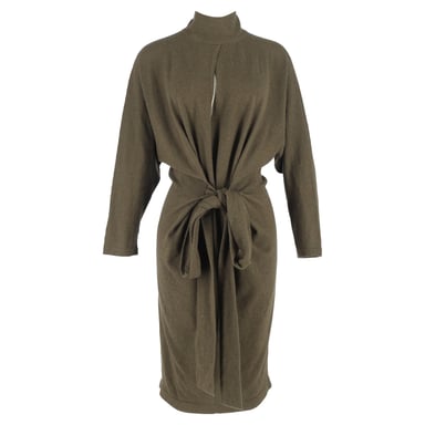 Tom Ford Belted Jumper Dress In Green Cashmere