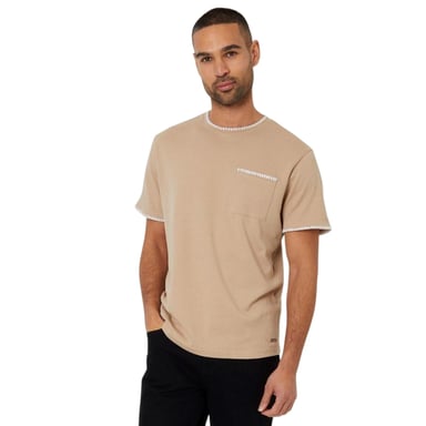 Threadbare Mens Perth Knitted T-Shirt (Stone/Ecru)