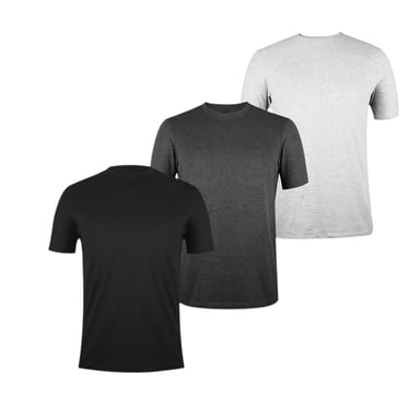 Donnay Mens Plain Crew Neck T-Shirt (Pack of 3) (Grey Marl/Charcoal Marl/Black)