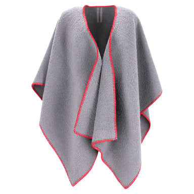 Rick Owens Whipstitch-Edged Poncho in Grey Wool