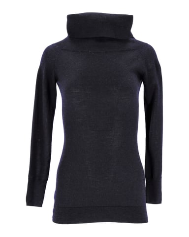 Iris & Ink Turtleneck Sweater in Navy Blue Wool