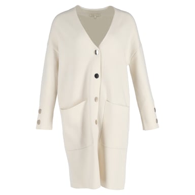 Maje Buttoned Coat in Cream Wool