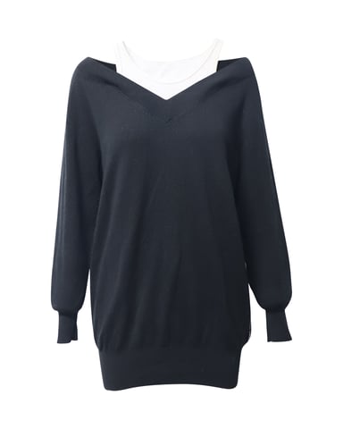 Alexander Wang Layered Sweater Dress in Black Merino Wool