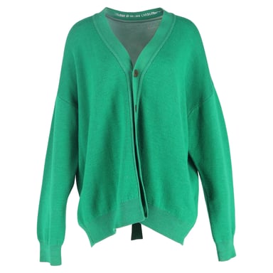 Acne Studios V-Neck Cardigan in Green Wool