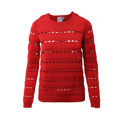 Herve Leger Stretch-Knit Bandage Pullover in Red Rayon