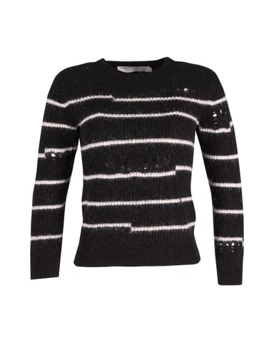 Iro Cleon Striped Knit Sweater in Black Acrylic