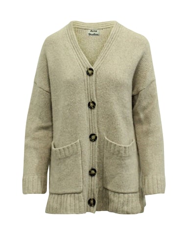 Acne Studios Knitted Oversize Cardigan in Beige Wool