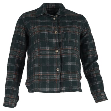 Isabel Marant Plaid Buttoned Long Sleeve Shirt in Olive Cotton