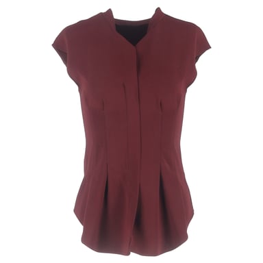 Theory Blus med spetsad midja i vinröd polyester