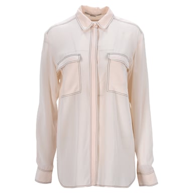 Stella Mccartney Two Pockets Long Sleeve Shirt in Light Peach Crepe Satin