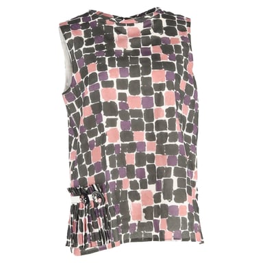 Max Mara Printed Pleat-Detailed Tank Top in Multicolor Cotton