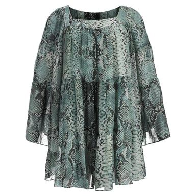 Pierre Balmain Snake-Print Chiffon Blouse in Green Silk