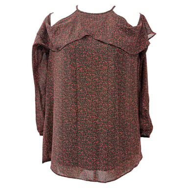 Michael Michael Kors Ruffled Paisley Off Shoulder Top in Multicolor Polyester